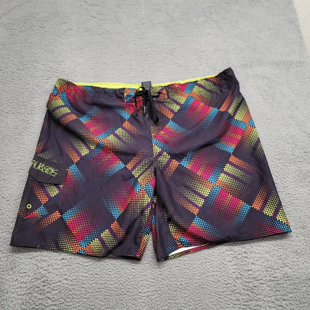 Maui and Sons Shorts Mens 2XL Geometric All Over Print Lined Casual Swim Beach